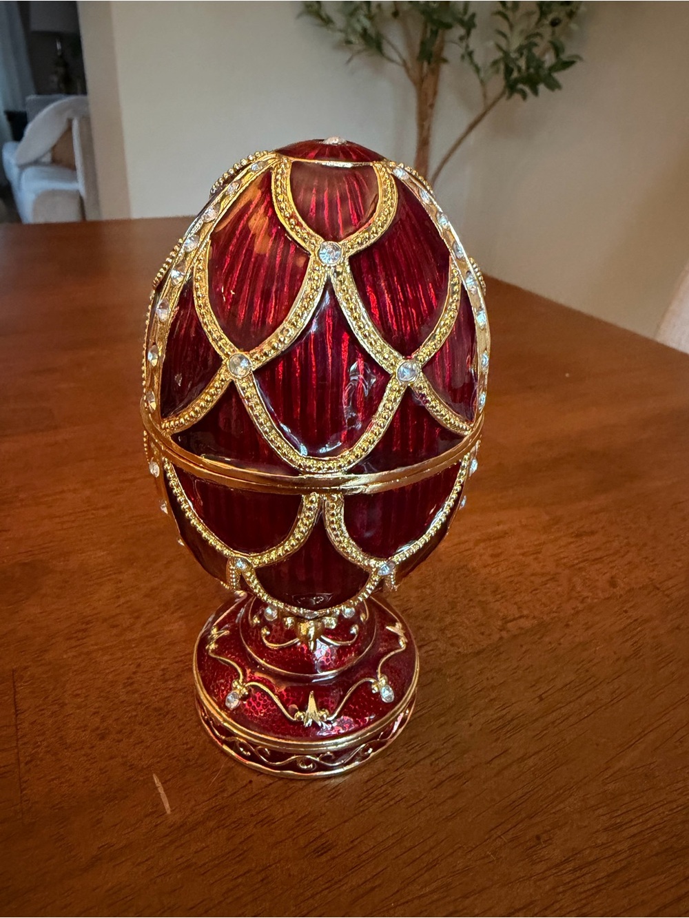 Russian-Styled Red Enamel
Fabergé Decorative Egg Trinket
Music Box